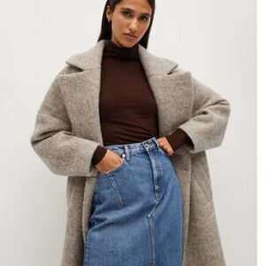 MANGO Textured Wool-Blend Coat